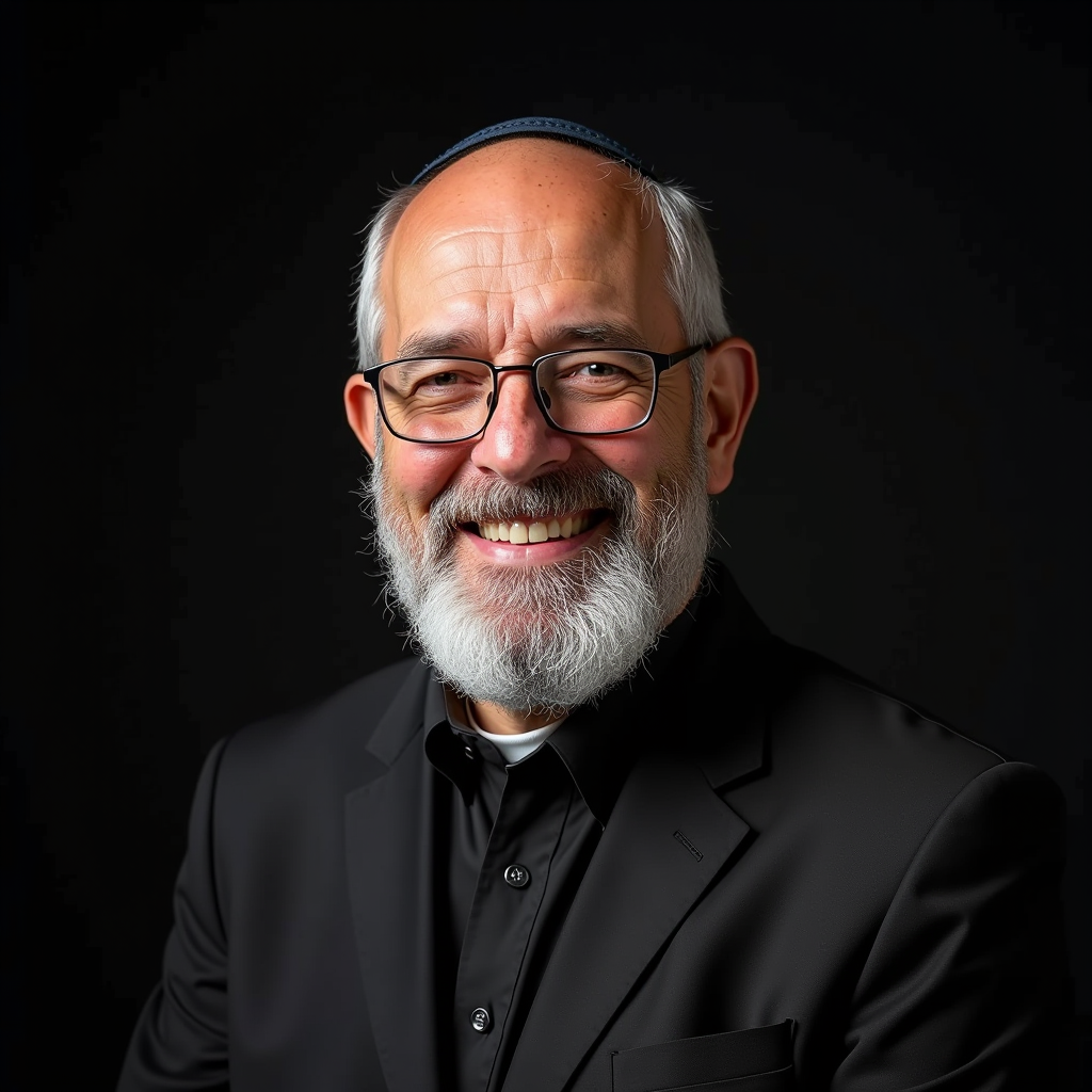 Rabbi David Cohen, spiritual leader of Aberdeen Torah, wearing traditional rabbinic attire with warm smile
