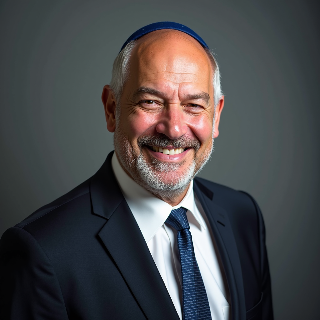 Michael Goldstein, board president of Aberdeen Torah, professional business attire with confident smile